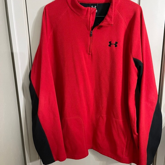 Under Armour Men's Fleece Sweatshirt 1/4 Zip‎ Red XL - Picture 1 of 5